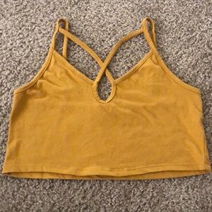 Mustard spaghetti strap crop top